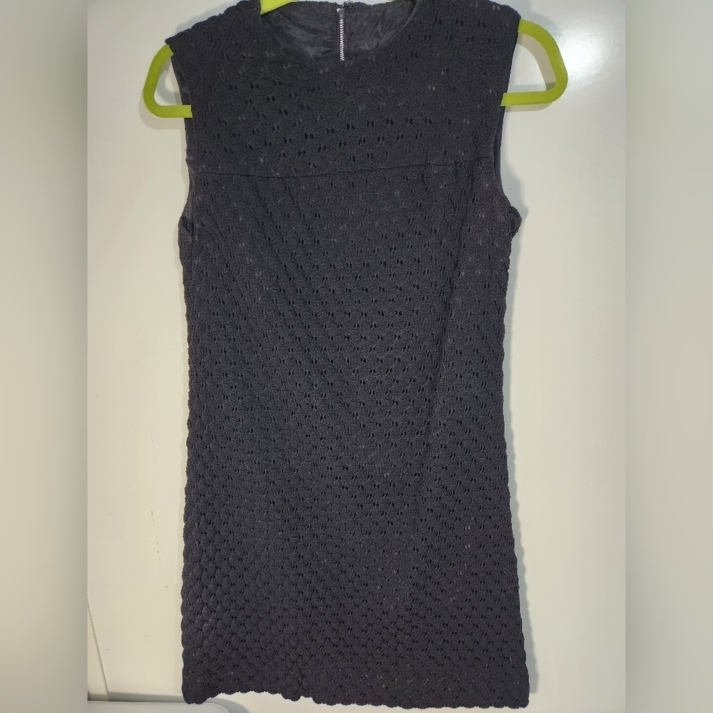 Vintage Black Textured Dress Made Between 1955-1995, Size 13